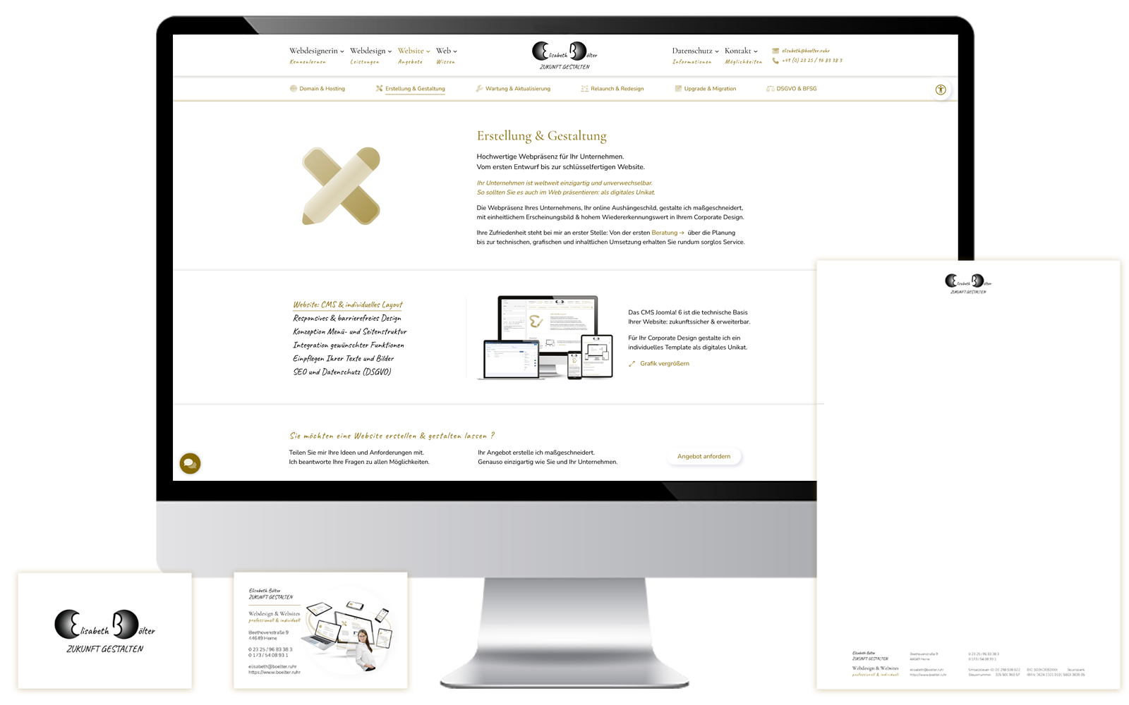 Individuelles Layout der Website boelter.ruhr auf einem PC Bildschirm.
