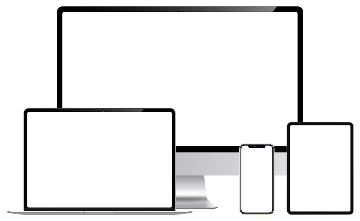 Main Menü mit aufgeklapptem Drop Down Menü auf dem PC. Mobil Menü auf dem Tablet.