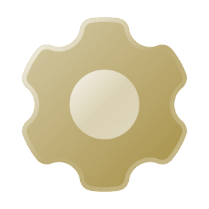 Icon goldfarbenes Rad als Symbol für Technik.