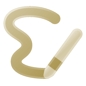 Icon goldfarbener Stift mit Linie als Symbol für Layout.