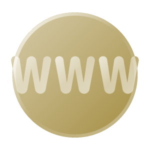 Icon goldfarbene Kugel mit www als Symbol für Domain und Hosting.