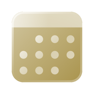 Icon goldfarbener Kalender als Symbol für Termin.