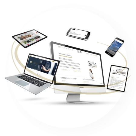 Responsive Webdesign Beispiele auf PC, Laptop, Tablet und Smartphone.